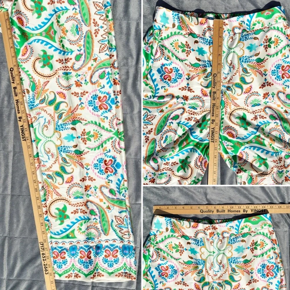 Rachel Zoe Multicolored Printed Satin Blazer & Pant Set NEW Women’s Large - Picture 14 of 16